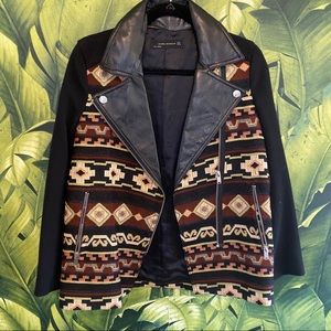 Zara Woman Aztec print moto jacket